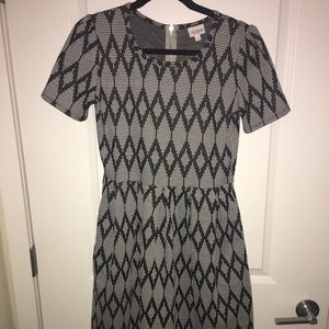 LuLaRoe Amelia dress in black and white pattern